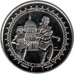 Реверс монеты Остров Мэн, 1 крона, 2010, XXX летние Олимпийские Игры, Лондон 2012 - Бег
