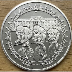 Реверс монеты Остров Мэн, 1 крона, 2010, XXX летние Олимпийские Игры, Лондон 2012 - Велоспорт