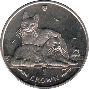 Реверс монеты Остров Мэн, 1 крона, 2011, Турецкая ангора