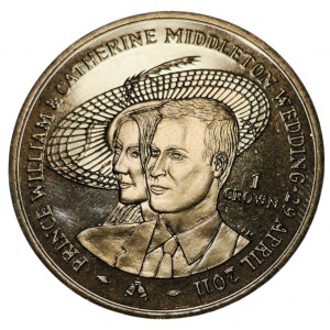 Реверс монеты Остров Мэн, 1 крона, 2011, Свадьба Принца Уильяма и Кэтрин Миддлтон