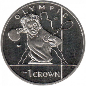 Реверс монеты Остров Мэн, 1 крона, 2012, XXX летние Олимпийские Игры, Лондон 2012 - Теннис