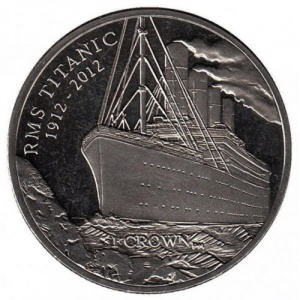 Реверс монеты Остров Мэн, 1 крона, 2012, 100 лет гибели Титаника - айсберг