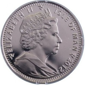 Аверс монеты Остров Мэн, 1 крона, 2012, Вестминстерское аббатство и трубач