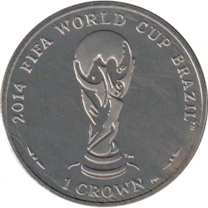 Реверс монеты Остров Мэн, 1 крона, 2012, Чемпионат мира по футболу 2014, Бразилия