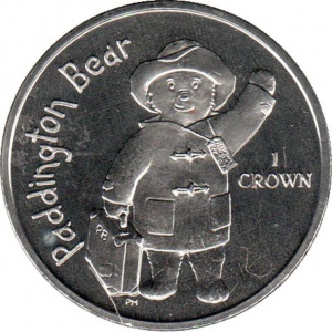 Реверс монеты Остров Мэн, 1 крона, 2015, Медвежонок Паддингтон