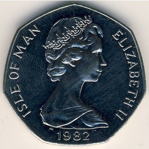 Аверс монеты Остров Мэн, 50 пенсов, 1982, Рождество