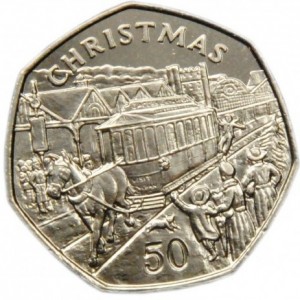 Реверс монеты Остров Мэн, 50 пенсов, 1986, Рождество