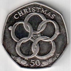 Реверс монеты Остров Мэн, 50 пенсов, 2009, Рождество