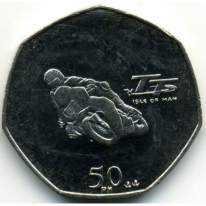 Реверс монеты Остров Мэн, 50 пенсов, 2014, Мотогонки "Tourist Trophy"