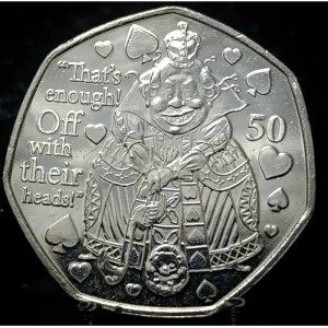 Реверс монеты Остров Мэн, 50 пенсов, 2021, Приключения Алисы в Стране чудес - Червонная Королева