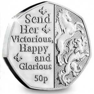 Реверс монеты Остров Мэн, 50 пенсов, 2022, Государственный гимн - Send Her Victorious, Happy and Glorious