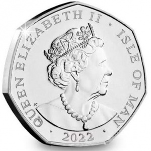 Аверс монеты Остров Мэн, 50 пенсов, 2022, Государственный гимн - Long to Reign Over Us God Save The Queen