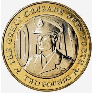 Реверс монеты Остров Мэн, 2 фунта, 2019, День Д - Король Георг VI
