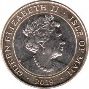 Аверс монеты Остров Мэн, 2 фунта, 2019, Стив Хислоп - 11 побед в Senior TT