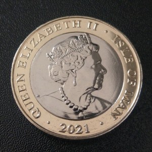 Аверс монеты Остров Мэн, 2 фунта, 2021, 140 лет женскому избирательному праву - Катерина Кэллоу