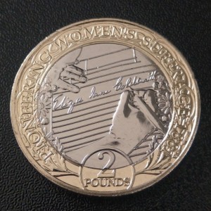 Реверс монеты Остров Мэн, 2 фунта, 2021, 140 лет женскому избирательному праву - Элиза Джейн Голдсмит