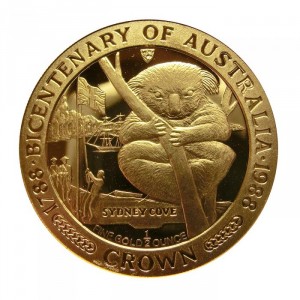 Реверс монеты Остров Мэн, ½ кроны, 1988, 200 лет Австралии - Коала