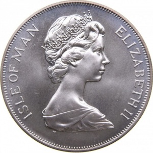 Аверс монеты Остров Мэн, 1 крона, 1978, 25 лет коронации Королевы Елизаветы II