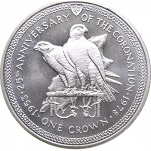 Реверс монеты Остров Мэн, 1 крона, 1978, 25 лет коронации Королевы Елизаветы II