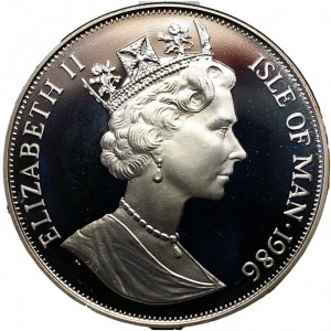 Аверс монеты Остров Мэн, 1 крона, 1986-1989, Чемпионат мира по футболу 1986, Мексика /карта/