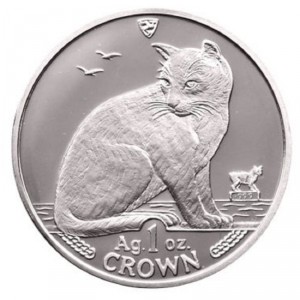 Реверс монеты Остров Мэн, 1 крона, 1990, Уличная кошка