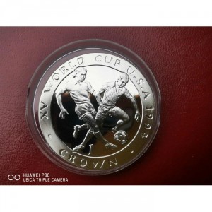 Реверс монеты Остров Мэн, 1 крона, 1994, Чемпионат мира по футболу 1994, США