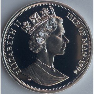 Аверс монеты Остров Мэн, 1 крона, 1994, 60 лет Авиапочте