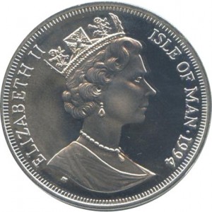 Аверс монеты Остров Мэн, 1 крона, 1994, 50 лет высадке в Нормандии 6 июня. Омар Бредли