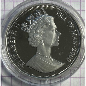 Аверс монеты Остров Мэн, 1 крона, 2000, Елизавета и Маргарет