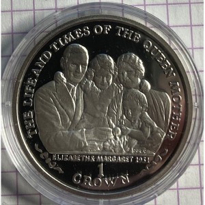 Реверс монеты Остров Мэн, 1 крона, 2000, Елизавета и Маргарет