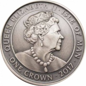 Аверс монеты Остров Мэн, 1 крона, 2017, Викинги - Тор