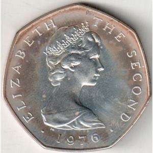Аверс монеты Остров Мэн, 50 пенсов, 1976-1979