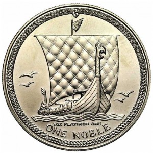 Реверс монеты Остров Мэн, 1 нобель, 1983-1984, Баркас