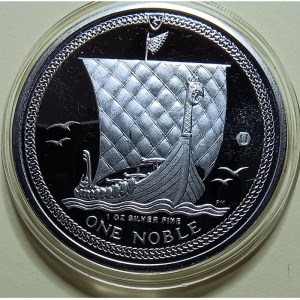 Реверс монеты Остров Мэн, 1 нобель, 2011, Баркас