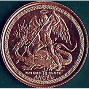 Реверс монеты Остров Мэн, 1/10 энжела, 1985-1987, Архангел Михаил
