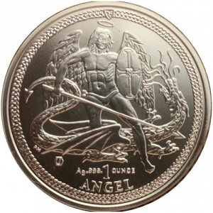 Реверс монеты Остров Мэн, 1 энжел, 2015, Архангел Михаил