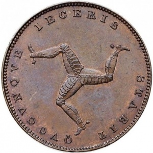 Реверс монеты Остров Мэн, 1 фартинг, 1839-1864