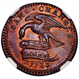 Аверс монеты Остров Мэн, ½ пенни, 1733