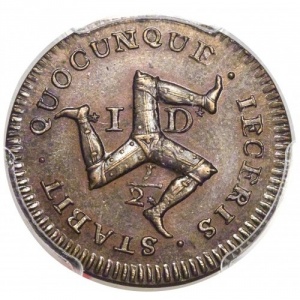 Реверс монеты Остров Мэн, ½ пенни, 1733