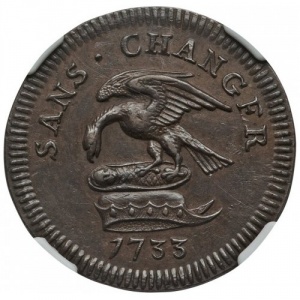 Аверс монеты Остров Мэн, 1 пенни, 1733