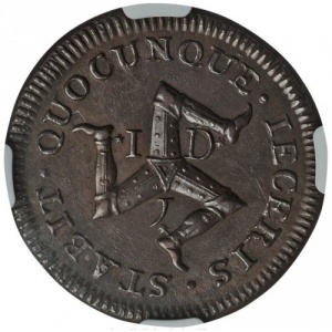 Реверс монеты Остров Мэн, 1 пенни, 1733