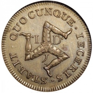 Реверс монеты Остров Мэн, 1 пенни, 1733