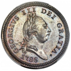 Аверс монеты Остров Мэн, 1 пенни, 1786