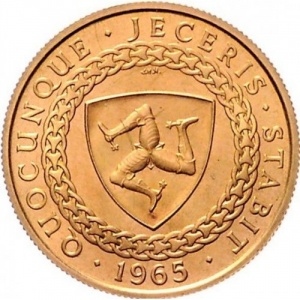 Реверс монеты Остров Мэн, ½ фунта (полсоверена), 1965, 200 лет Закону о возврате прав