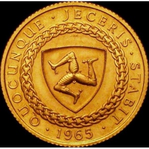 Реверс монеты Остров Мэн, 1 фунт (соверен), 1965, 200 лет Закону о возврате прав