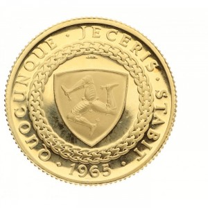 Реверс монеты Остров Мэн, 1 фунт (соверен), 1965, 200 лет Закону о возврате прав