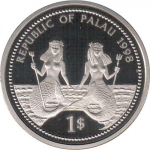 Аверс монеты Палау, 1 доллар, 1998, Дельфин