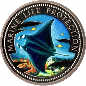 Реверс монеты Палау, 1 доллар, 1999, Манты