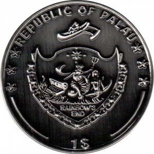 Аверс монеты Палау, 1 доллар, 2001, Карты - Червовая и трефовая дамы
