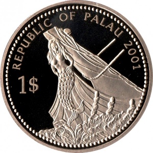 Аверс монеты Палау, 1 доллар, 2001, Рогатый занкл